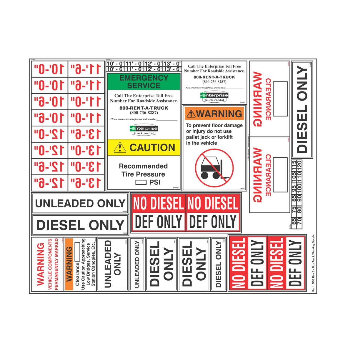 DS3 - Caution/Warning Decal Sheet ONLY - ALL TRUCKS – VMSEHI