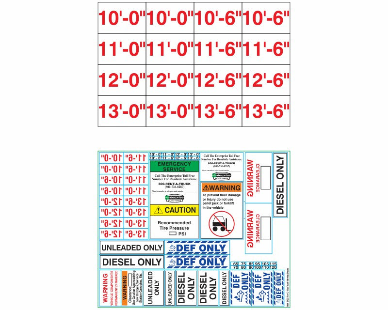 DS1/DS3 Caution/Warning And Vehicle Height Decal Sheets – VMSEHI